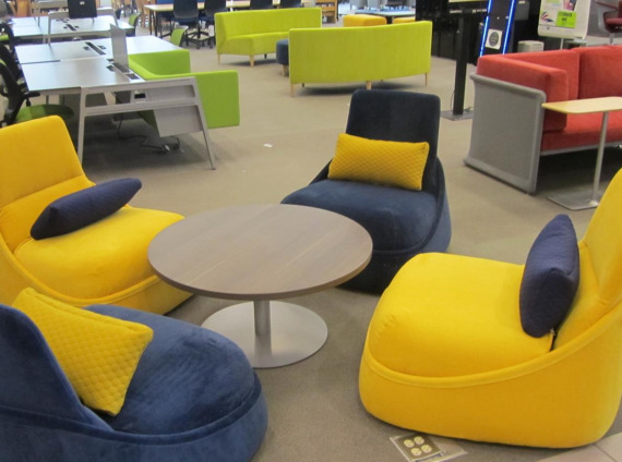 ETSU Charles C. Sherrod Library lounge area with Hosu lounge chair by Coalesse