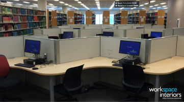ETSU Charles C. Sherrod Library workstations with Answer desk by Steelcase