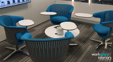 Eastman Corporate Business Center lounge area with Steelcase i2i swivel chairs with tablet arm