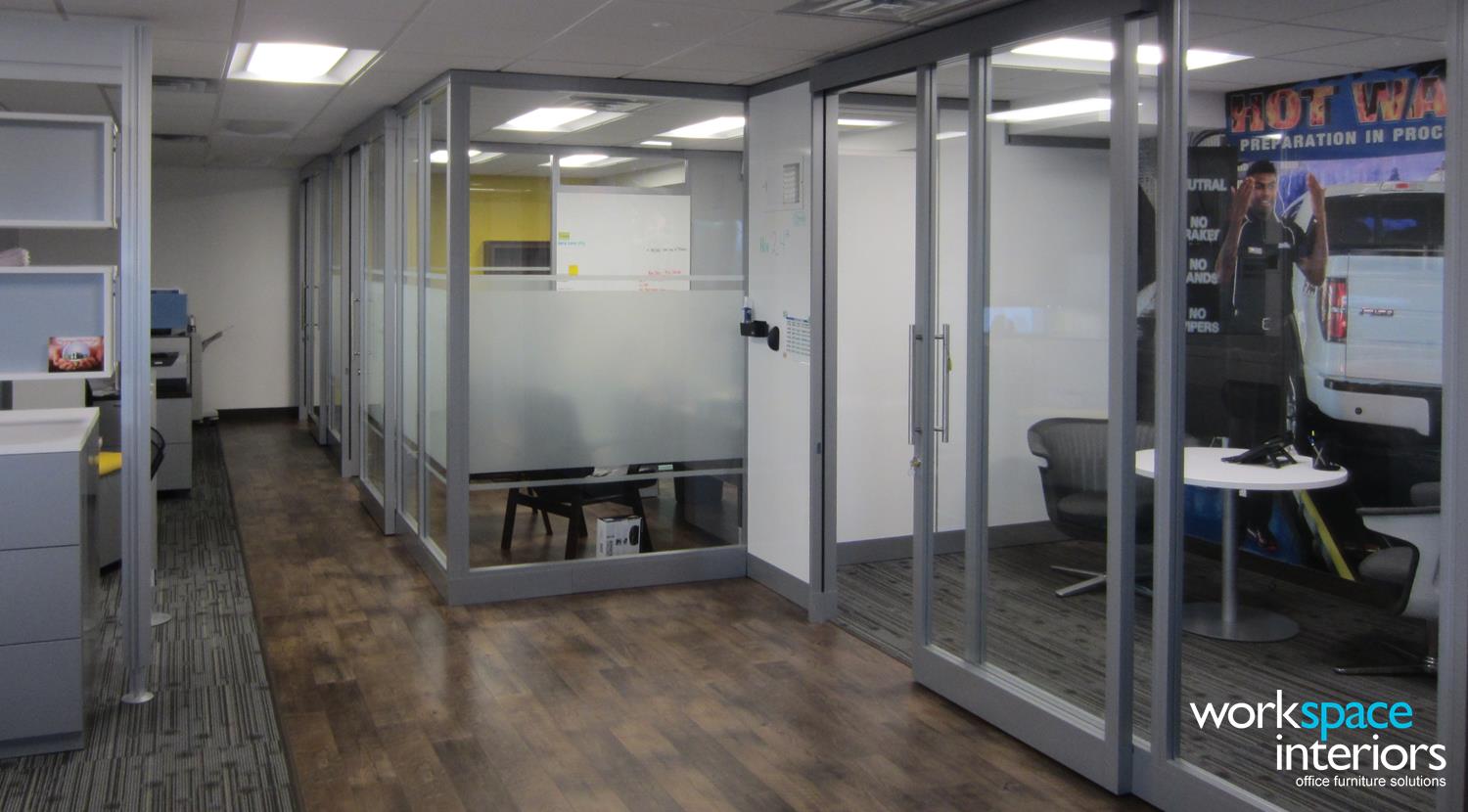 3 Minute Magic Car Wash featuring Steelcase Privacy Wall with frosted glass