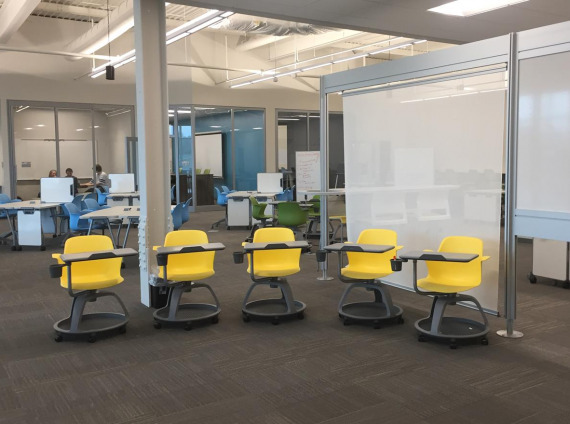 Dobyns-Bennett EXCEL humanities classroom with Node chairs with tablet arm by Steelcase