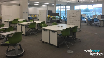 Dobyns-Bennett High School Excel humanities classroom with Verb tables, whiteboards and Node chairs by Steelcase