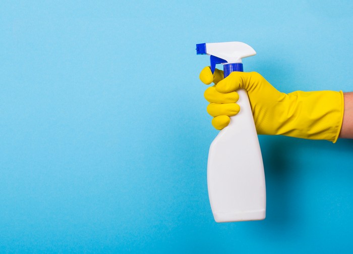 pretty pic of spray bottle and gloves