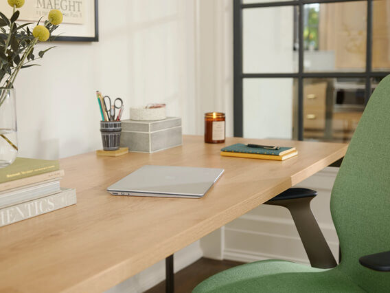 photo of a Steelcase chair and desk