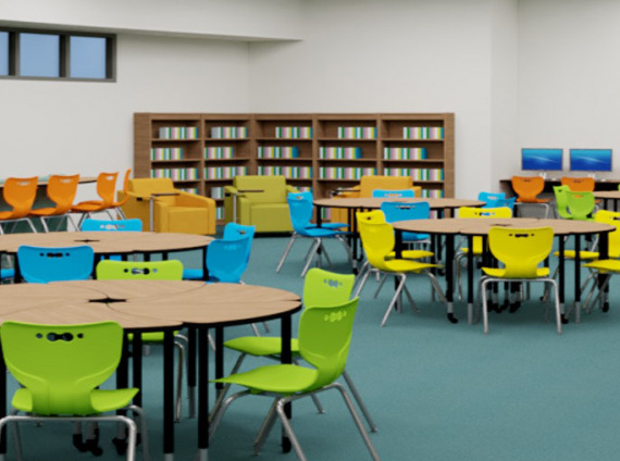 Wartburg TN Central High School library rendering by Workspace Interiors Inc.