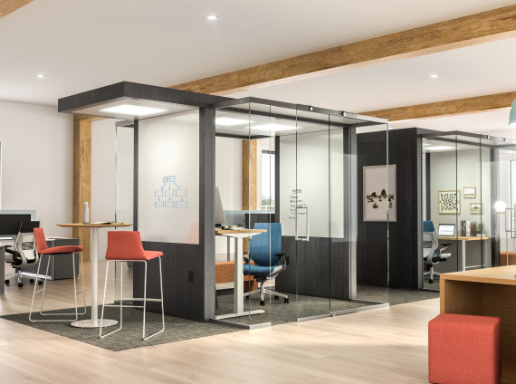 Offices within a privacy pod